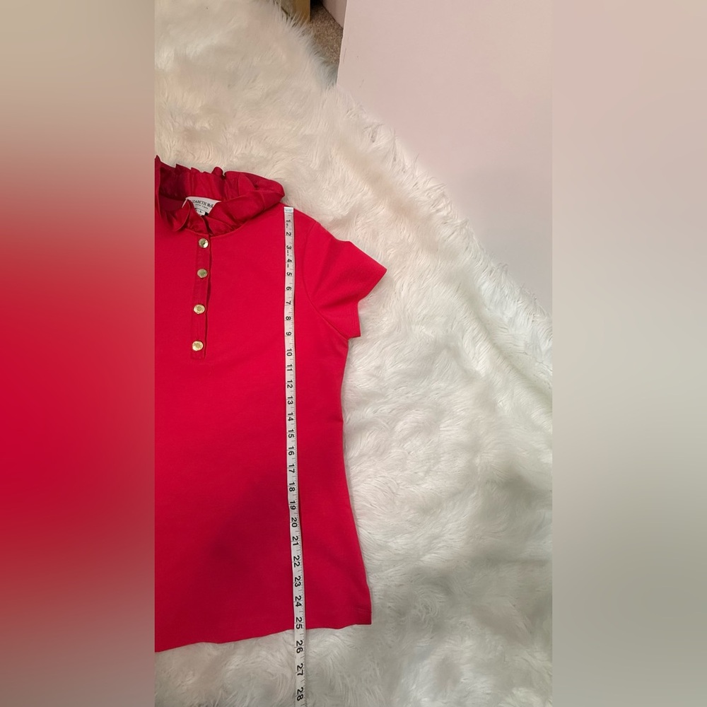 #647 Elizabeth McKay Susan Polo Ruffle Collar Shirt size L - Picture 8 of 10